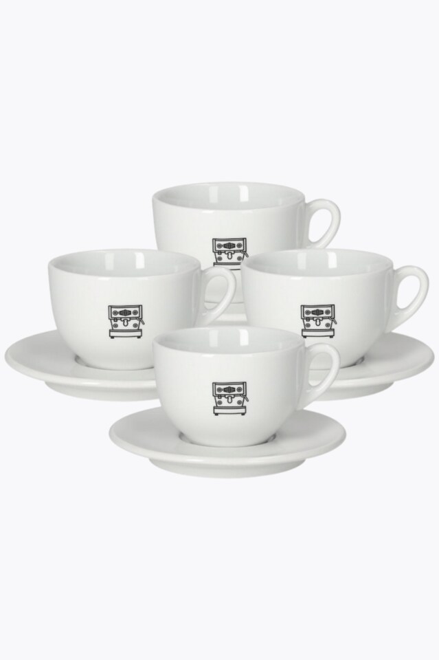 La Marzocco linea cappuccinokop sort med underkop sæt med 4