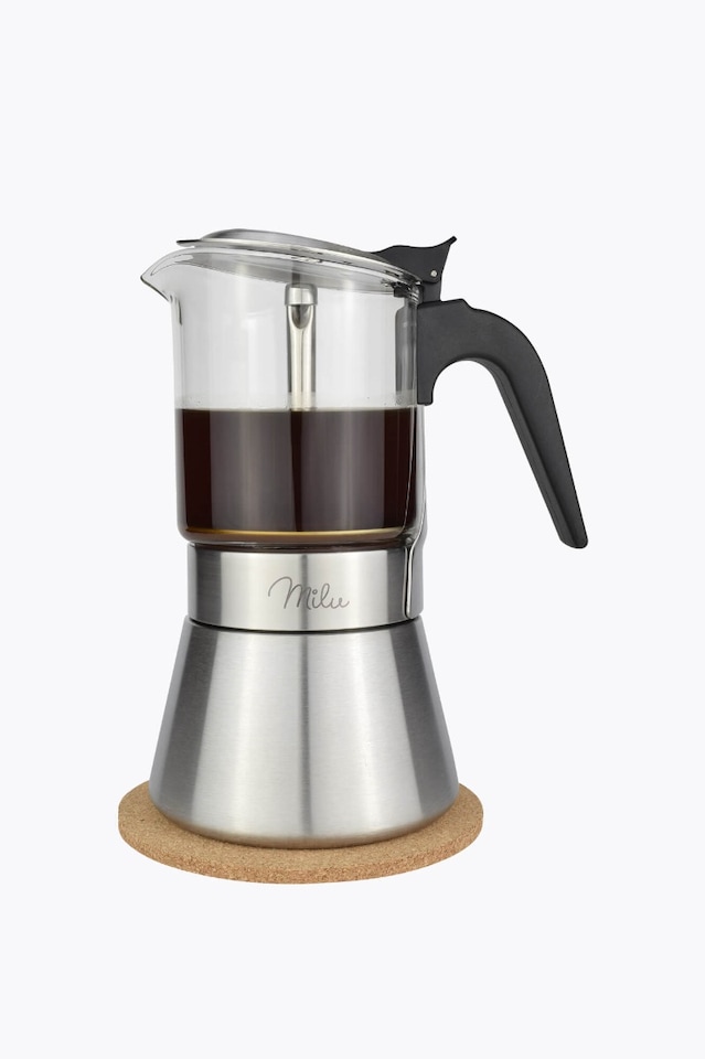 Milu Stainless Steel Glas Induktion Espresso Maker-Set (5-tlg.) 4 Cups