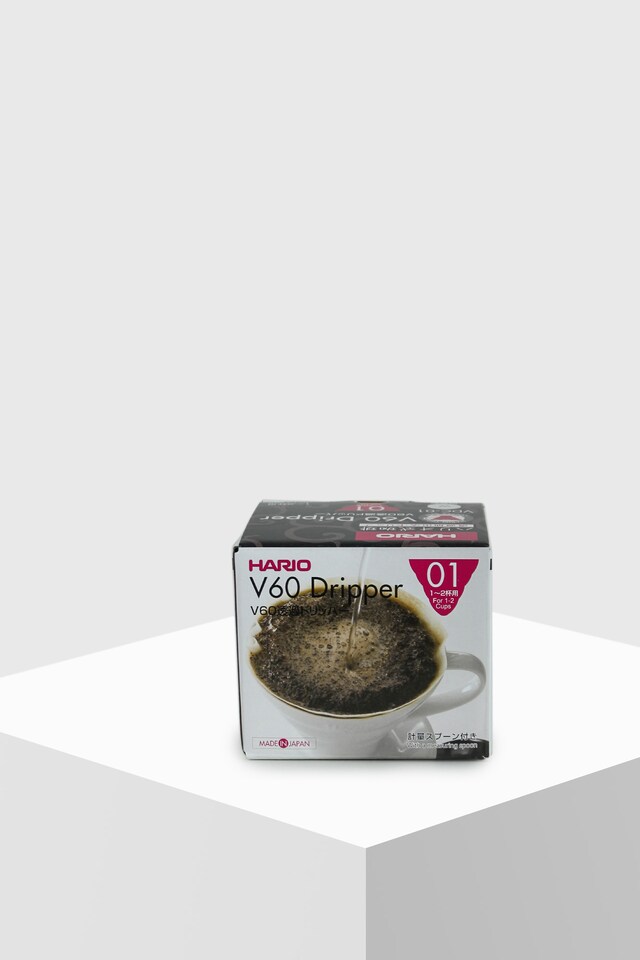Hario Coffee Dripper V60 01 Ceramic white Coffee Filter box front