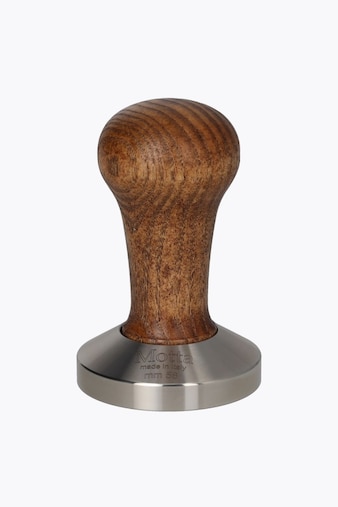 Motta Tamper Stainless Steel Curved with Brown Wooden Handle 58mm