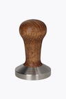 Motta Tamper Stainless Steel Curved with Brown Wooden Handle 58mm