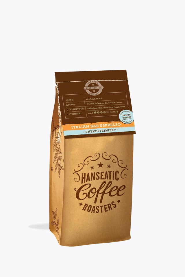 Hanseatic Coffee Roasters Italian Bar Espresso koffeinfri 250g