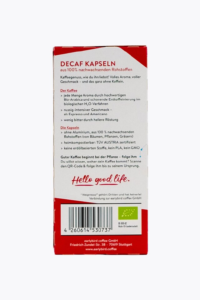 earlybird coffee Decaf Bio 10 Capsules Nespresso® compatible