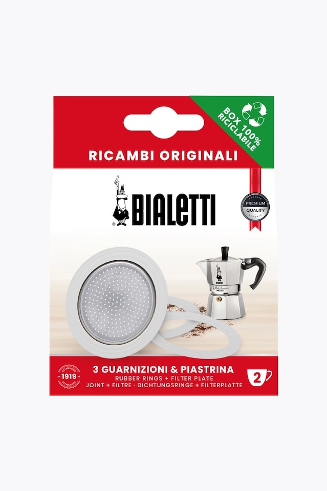 Bialetti 3 gaskets + 1 filter basket 2 cups