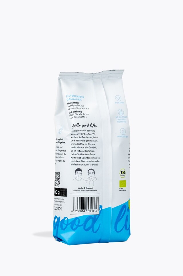 earlybird coffee Filter Coffee Bio 250g ground2