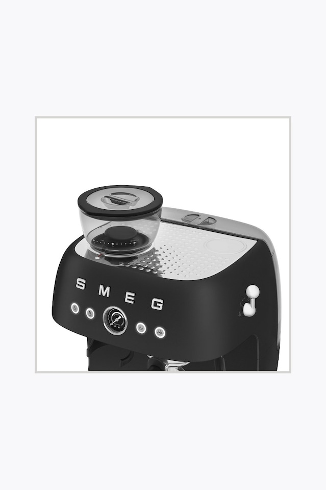 Smeg Espresso Machine 50's Style with Grinder, Black Matt