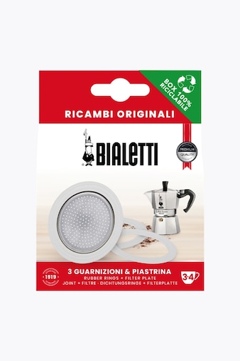 Bialetti 3 Gaskets + 1 Filter Screen 3-4 Cups