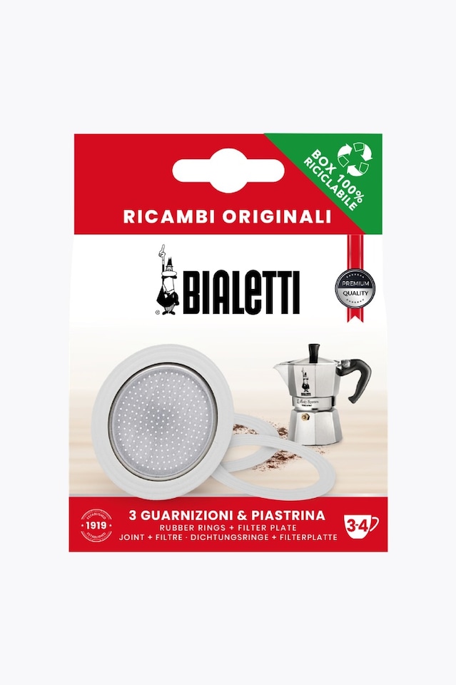 Bialetti 3 Gaskets + 1 Filter Screen 3-4 Cups